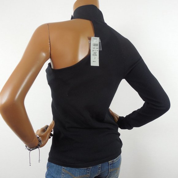 *HOST PICK* CACHE Top M New $88 SILK Knit Shirt Black with Rhinestone Buttons - Picture 6 of 7